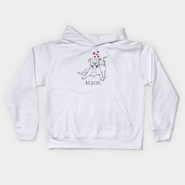 Rescue Smiling Pitbull and Cat Kids Hoodie by sockdogs